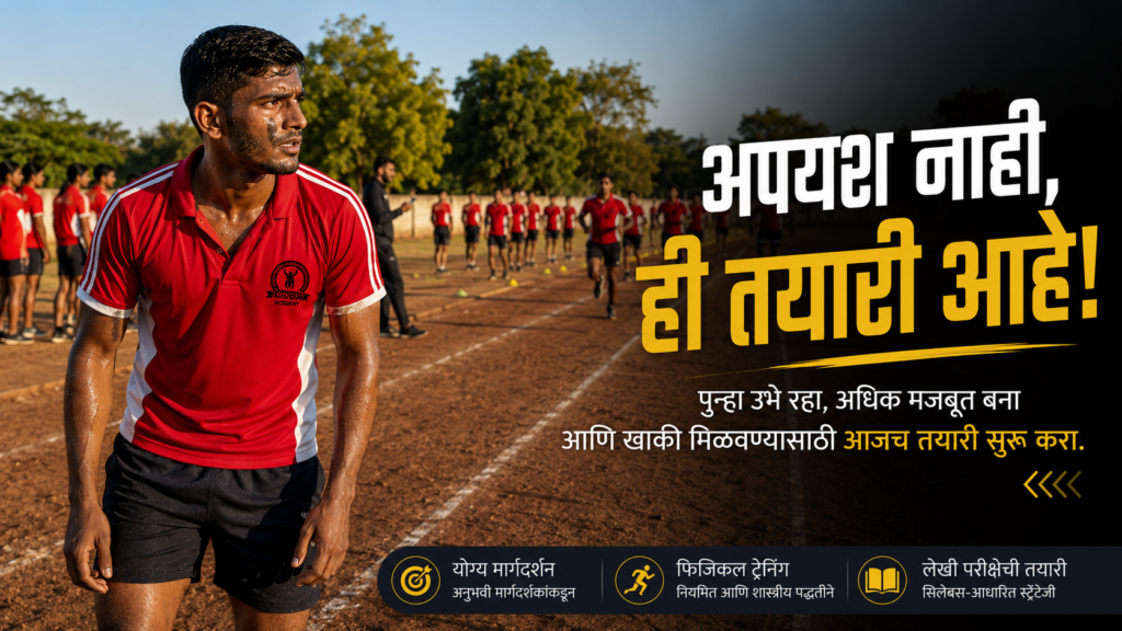 Students training on the track at a police bharti academy for Police Bharti Motivation after Failure.